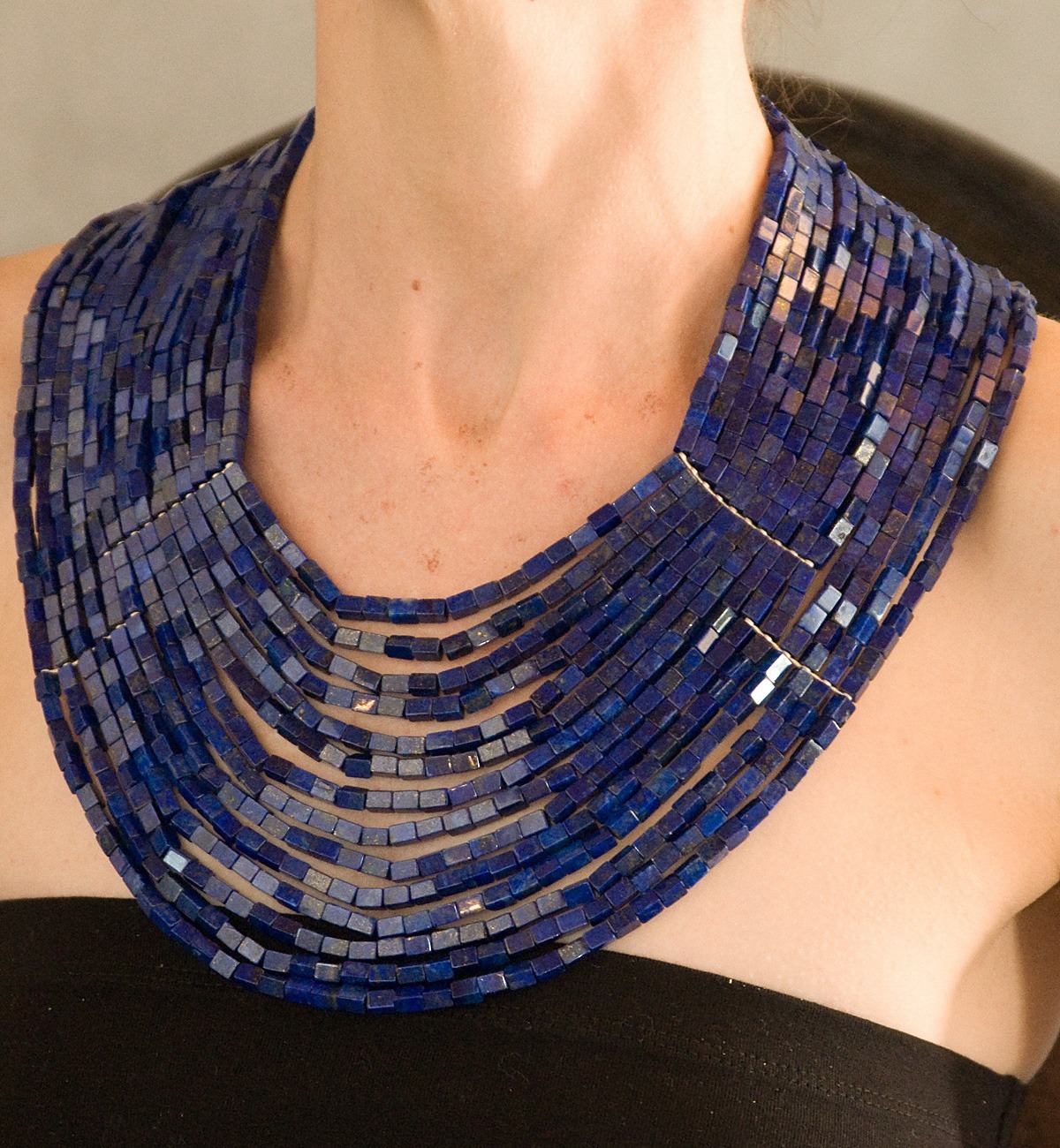 egyptian polished lapis lazuli collar